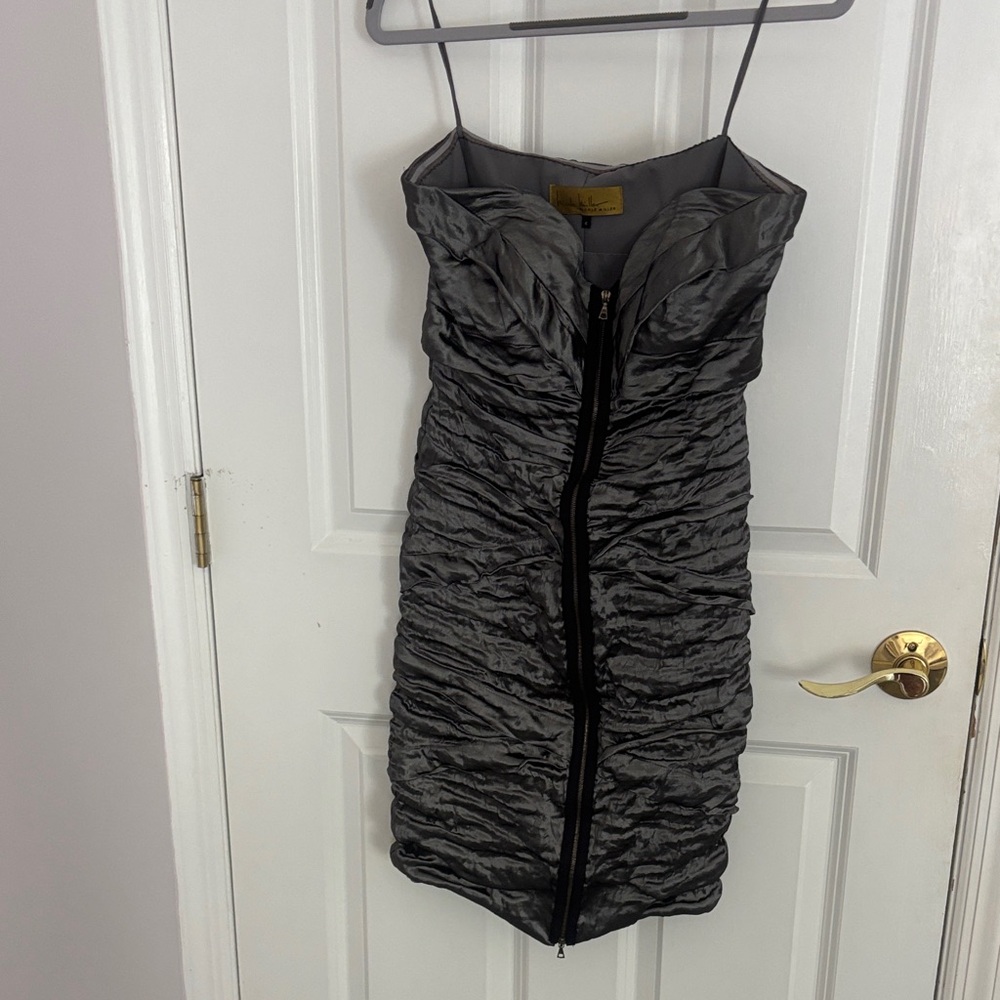 Nicole Miller Strapless Charcoal Dress